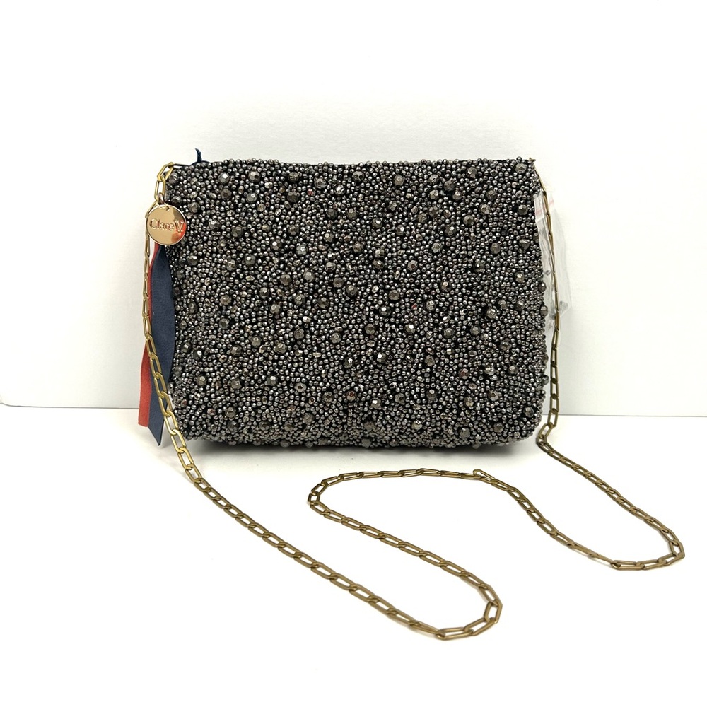 NWT Clare V Estelle Silver Beaded Purse Clutch Handbag Retail $249 Evening